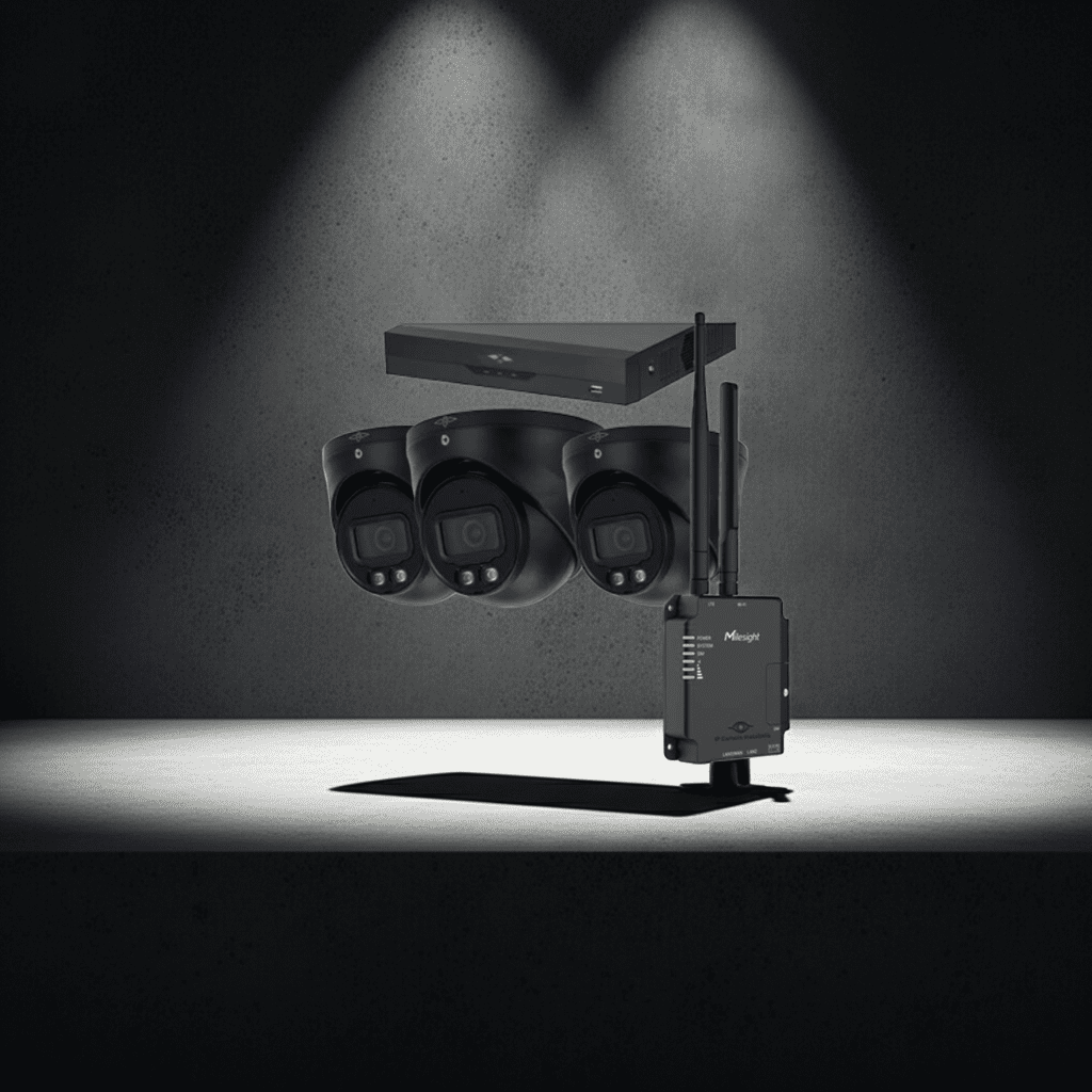 4MP / 4G Router - Full Night Color - AI IP Camera Met Nachtzicht Camerasysteem Plus - 3x Dome IP Camera