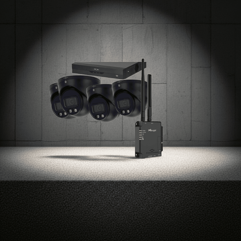 4MP / 4G Router - Full Night Color - AI IP Camera Met Nachtzicht Camerasysteem Plus - 4x Dome IP Camera